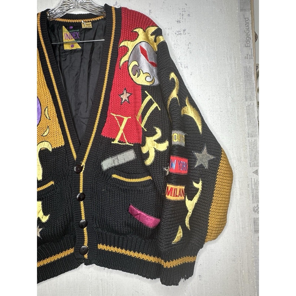 Vintage International Index Graphic Time Numeral Cardigan | Tagged Size: M - Picture 4 of 11
